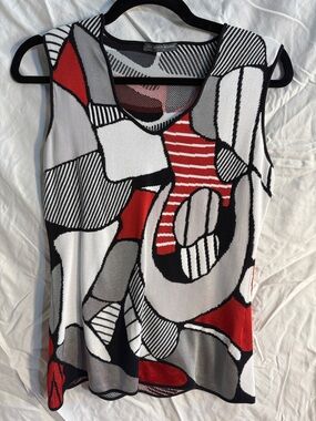 Alexander McQueen Geometric Knit Top in Red, Black, and White NWOT